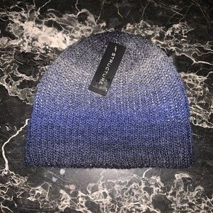 Mens Grey And Blue Ombré Knit Beanie Cap By Structure NWT